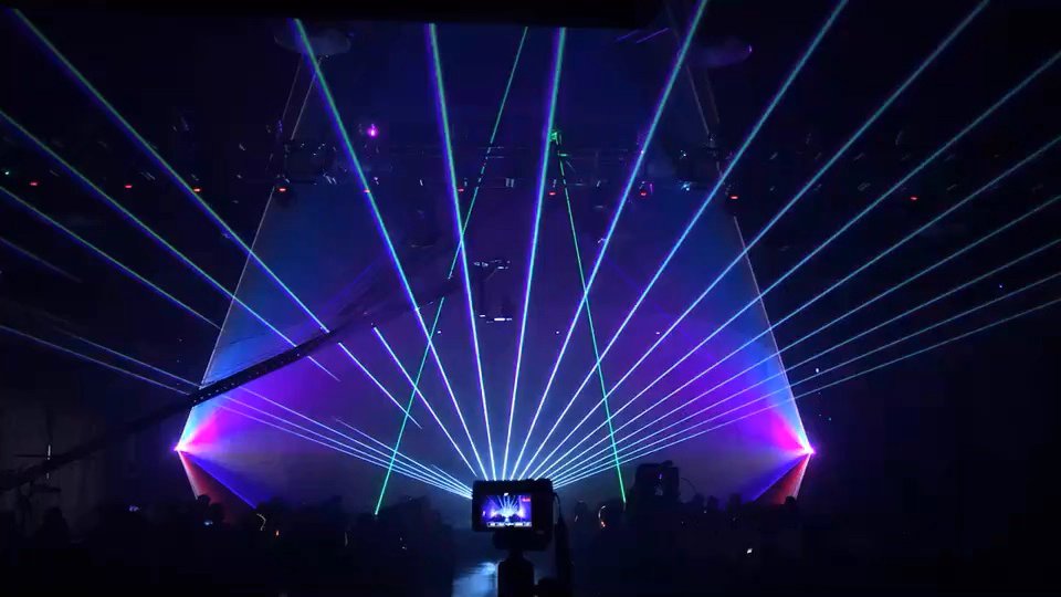 Stage lighting with moving heads and washes