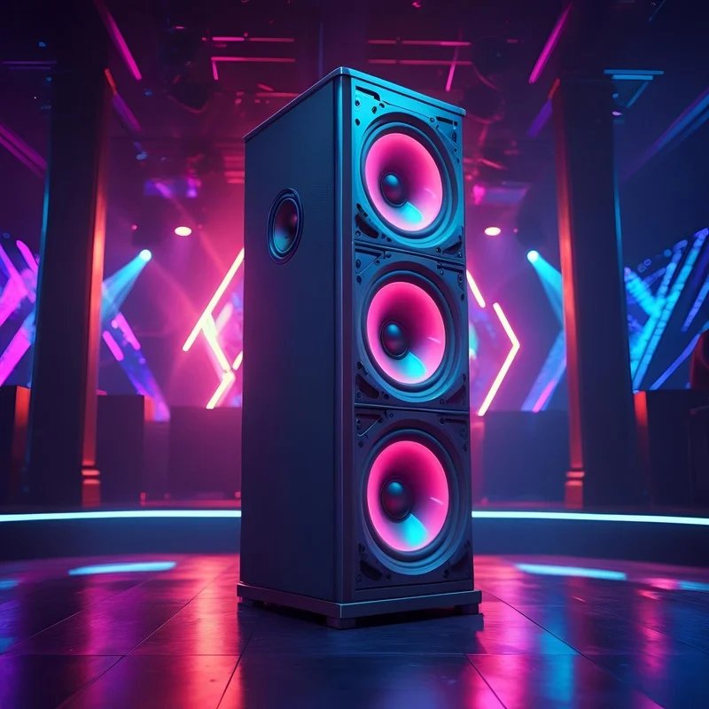Professional line array sound system on stage